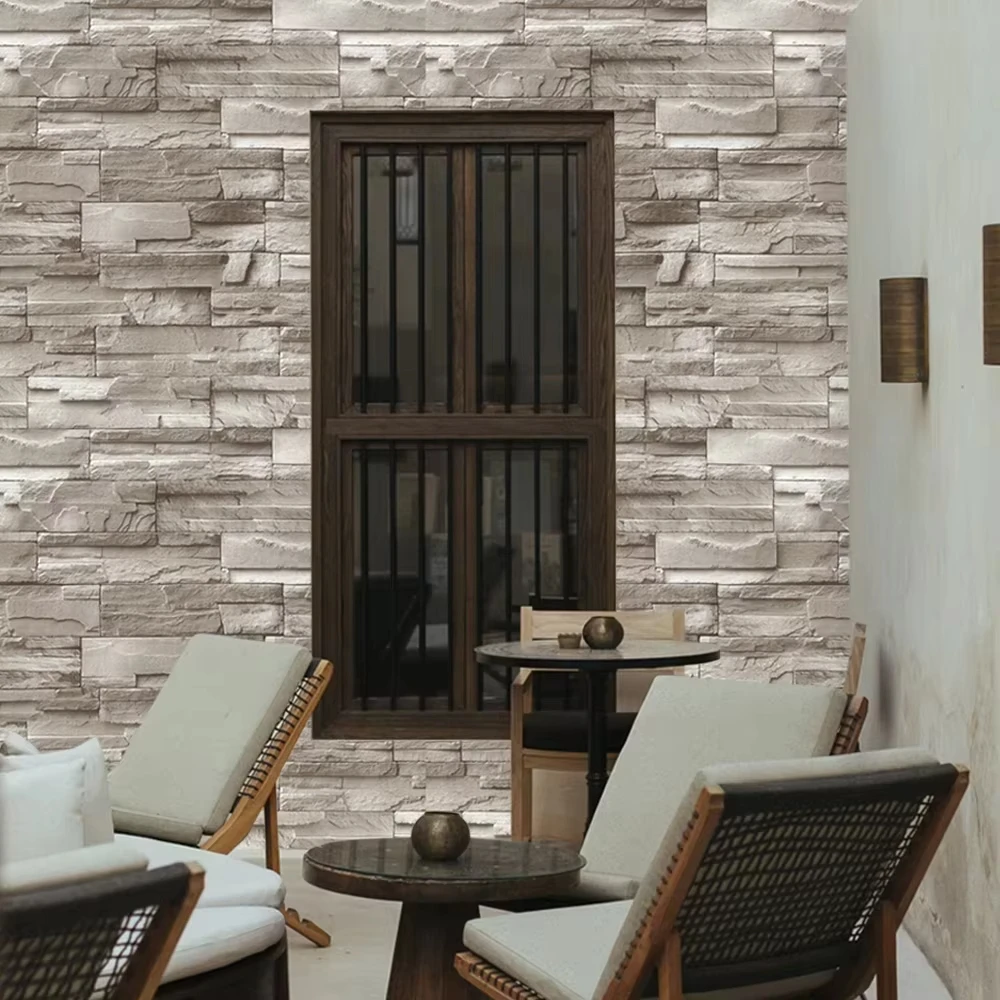 Home Decoration 3D Texture Brick Self Adhesive Wall Paper Interior Peel And Stick Wallpaper Roll Bricks For Living Room