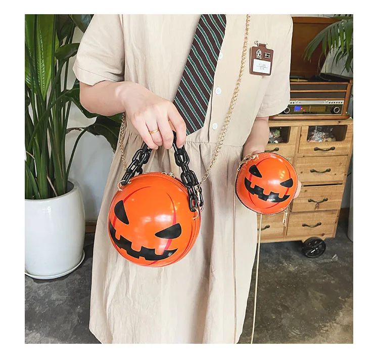 Wholesale Two Size Basketball Pumpkin Kids Crossbody Coin Halloween Purse
