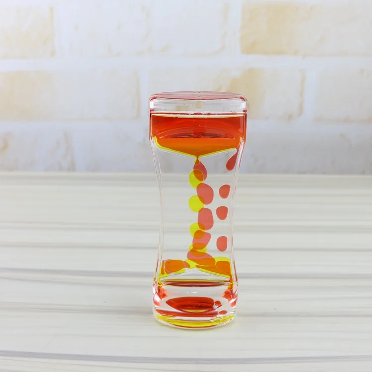 Wholesale Desk Liquid Motion Spiral Toy Acrylic Liquid Timer With Glass Hourglass Floater