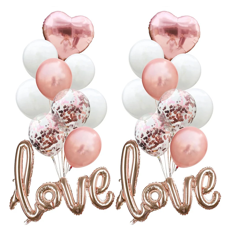 Latex Confetti Balloon Foil Love Valentines Day Balloon Set Valentines Party Supplies Home Decor
