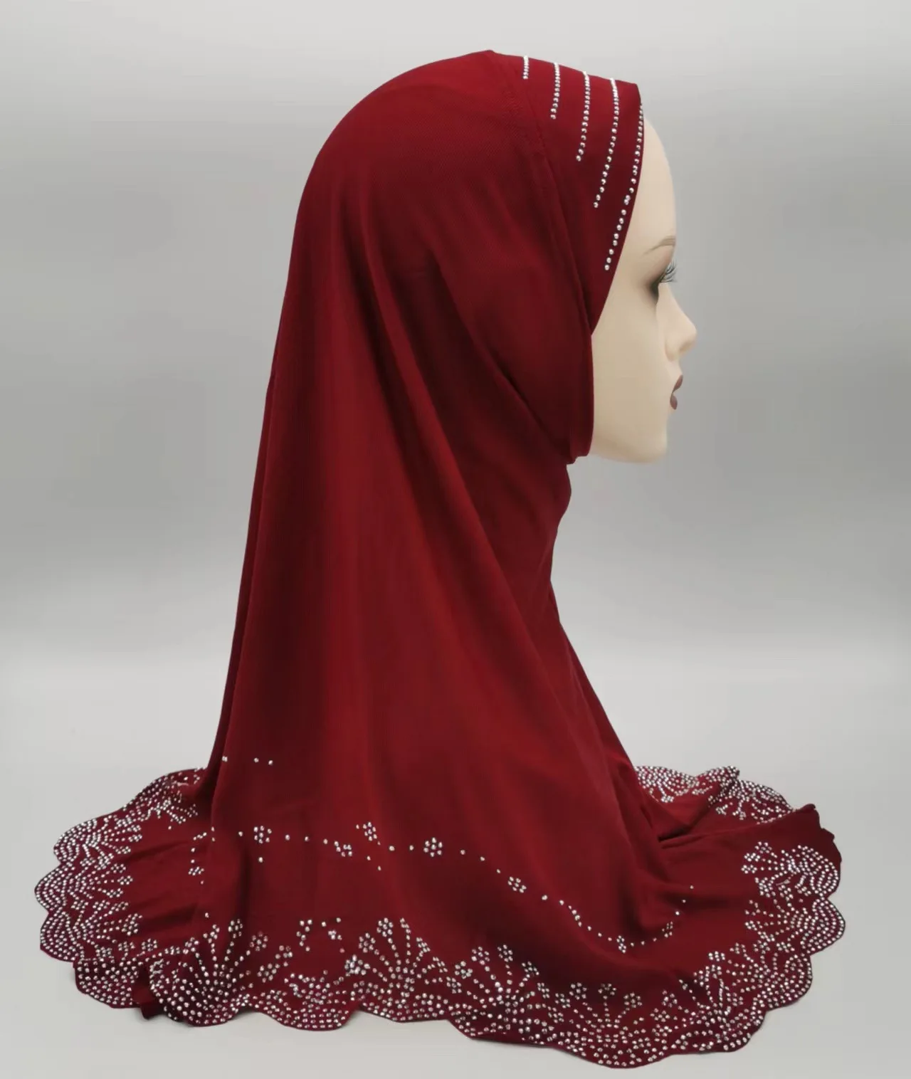 Luxury Shiny rhinestone instant elastic headscarf Malaysian Muslim Crystal hemp Jersey Hijab sarima hijab