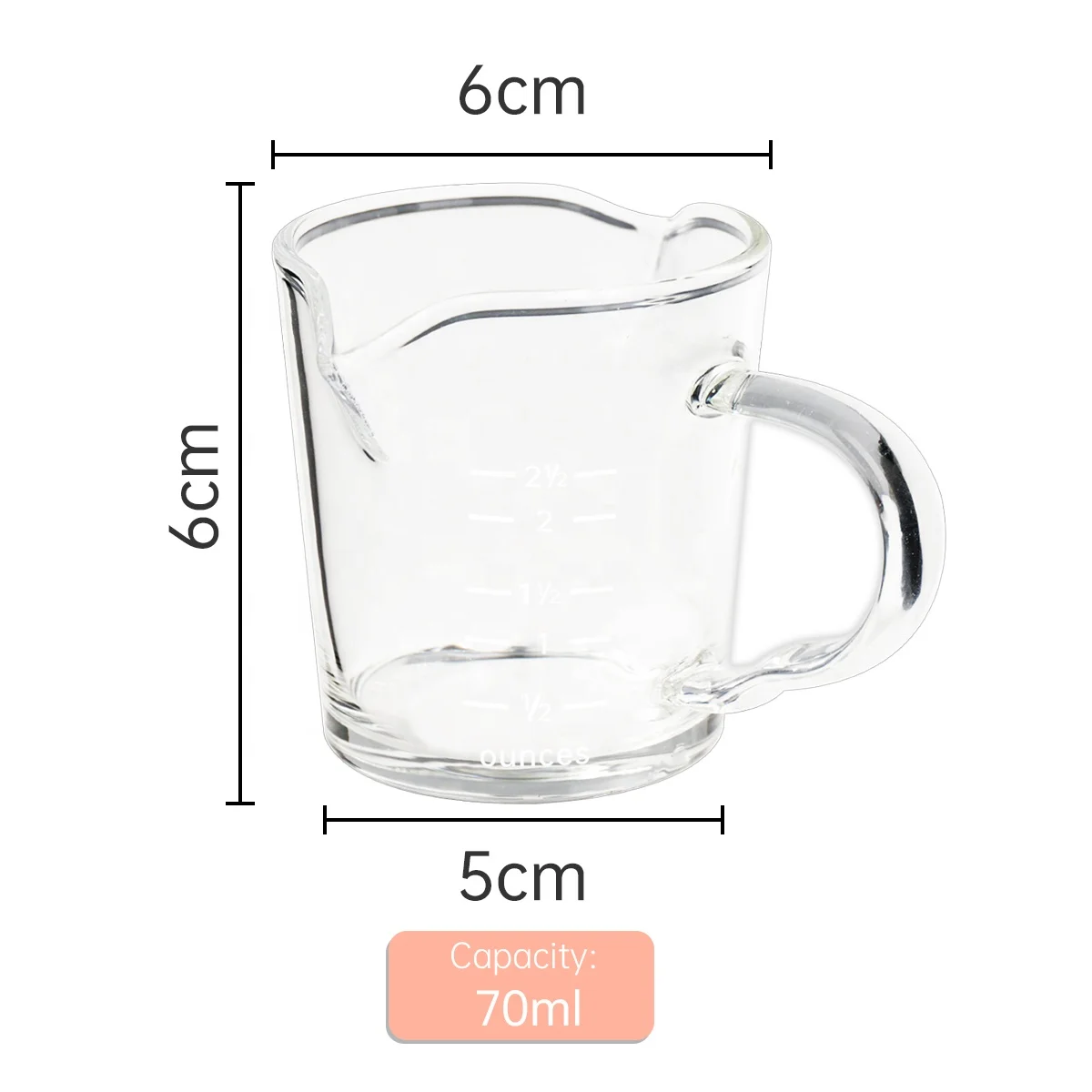 BCnmviku 70ML/2.4oz Double Spout Measuring Cup Kitchens Utensils Multi-Purpose Kitchenware For Coffee Baking Dishwasher Safe