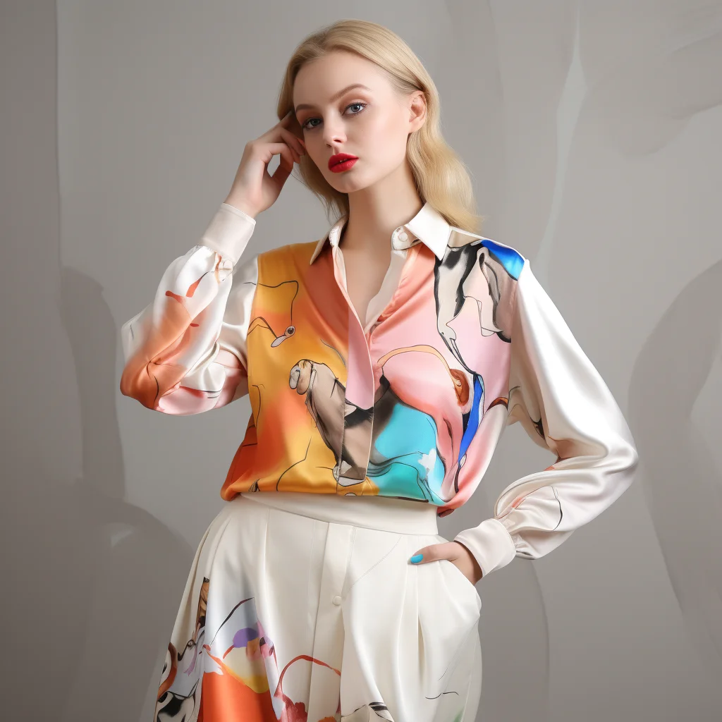 ODM Design Custom Fall Office Satin Elegant Tops Chiffon Blouse For Women Lady Casual Formal Offices