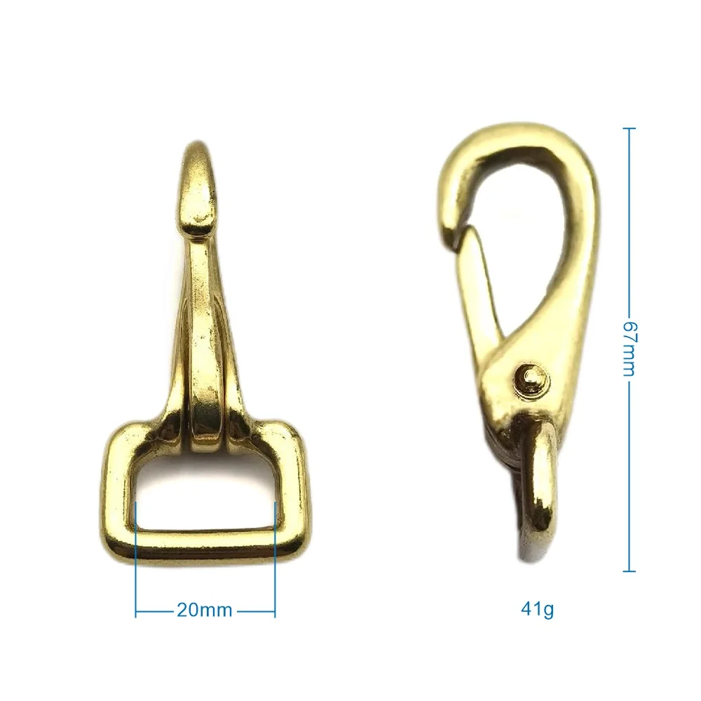 All Size Solid Brass Snap Hook Dog Collar Brass Hardware Keychain Snap Hook Clips For Handbag Strap