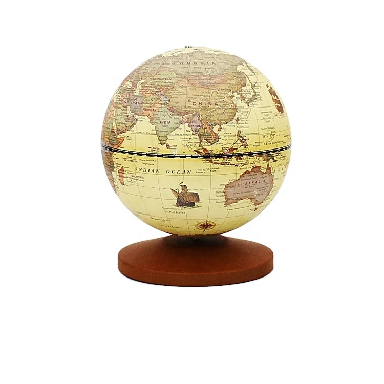 
High quality base wooden home decoration world globe with lamp and music box 