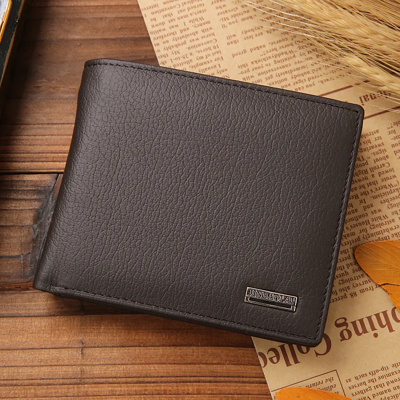 Custom logo Genuine First layer Cowhide Leather Luxury Purse Bifold  Leather Wallets for men