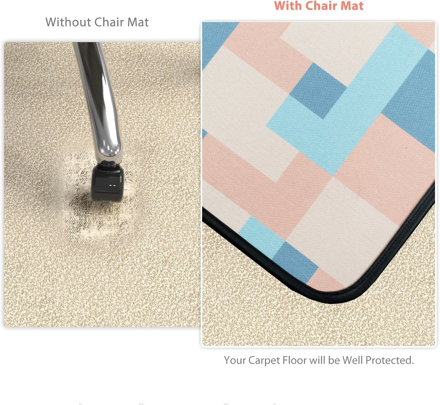 Heavy Duty Office Chair Mat for Carpet and Hardwood Floor Bohemian Desk Chair Mat Rug 36' x 48' Floor mats