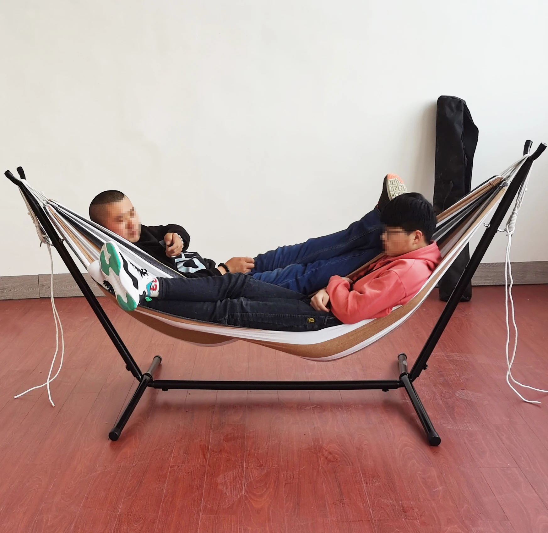 Camping Hammock Stand Portable Hammock with Stand 2 Person Heavy Duty with Space Saving Steel Stand