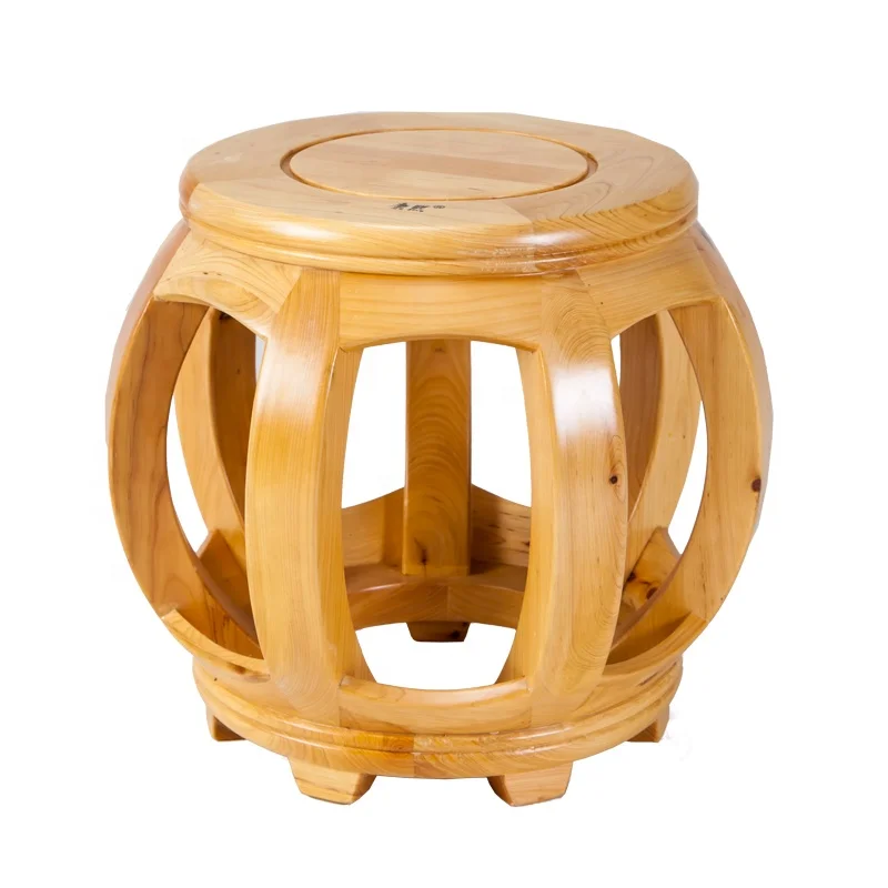 Household item retro decoration chair wooden round tea stool for plants