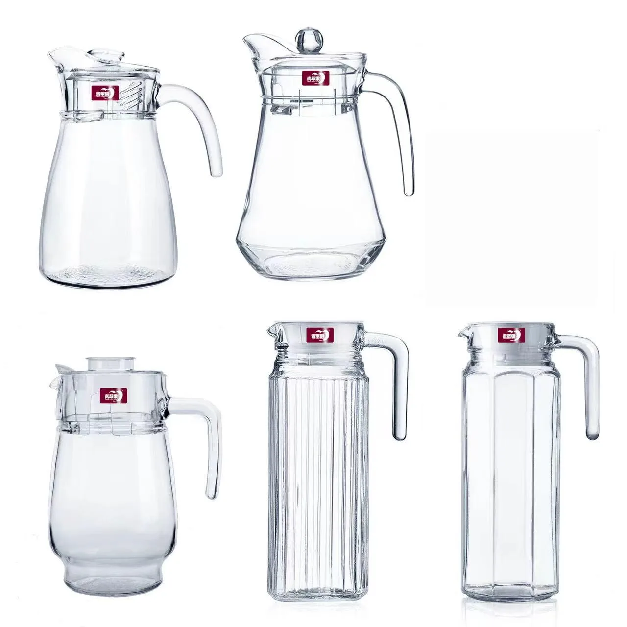 0.5-1.7L Hot Online Green Home Glassware Big Size Unique Design Glass Water Milk Jug Glass Kettle With Lid
