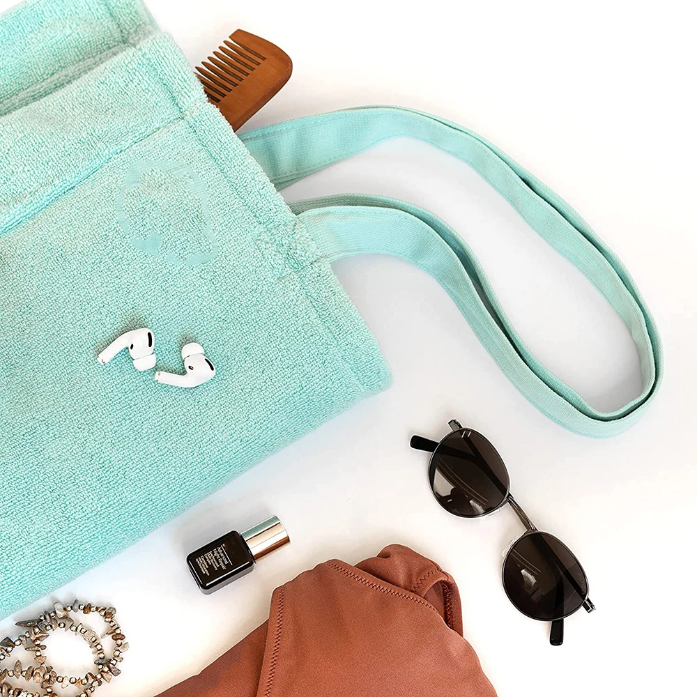 Custom Beach style New collection terry cloth handbags towel fabric beach bag, terry beach bag, towelling beach bag