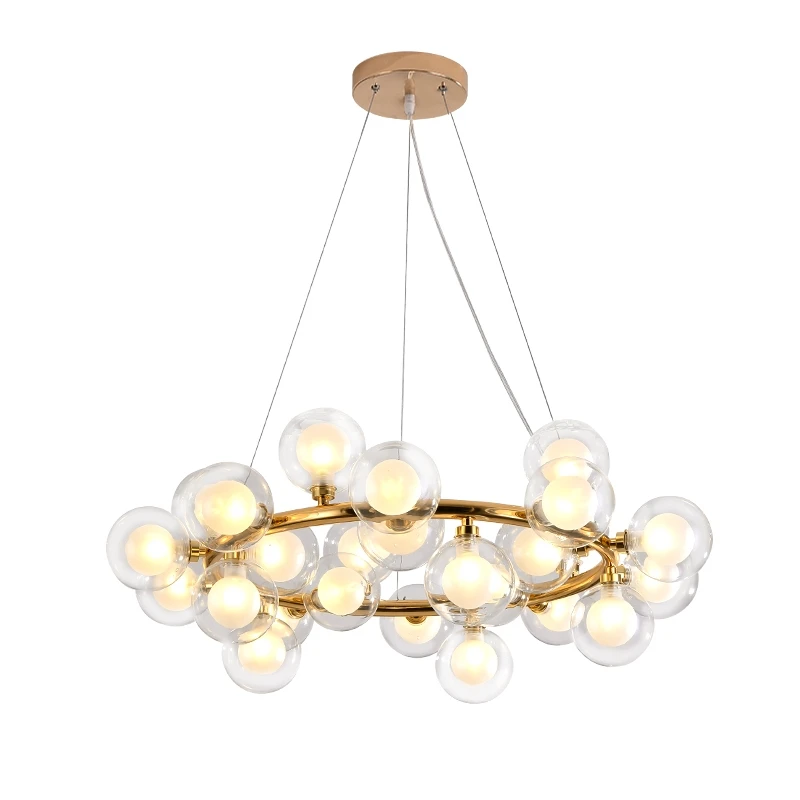 Simig lighting Modern Creative Glass Bubble Round Chandelier for Living Room Dining Room Bedroom