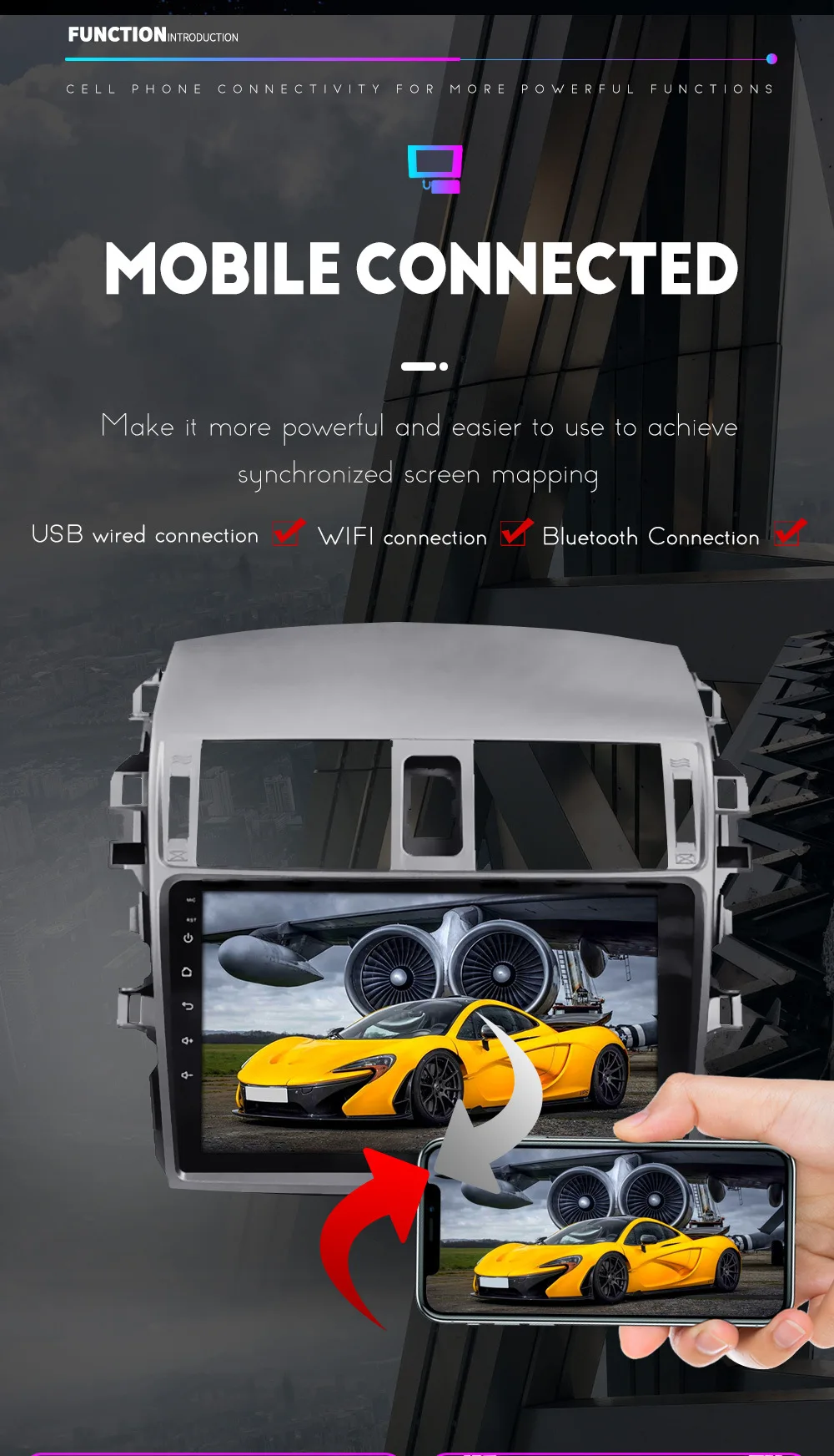 Автомагнитола 2 Din 9 дюймов Carplay Android Авто Радио DVD ТВ-плеер с GPS Hud дисплеем для Toyota Corolla