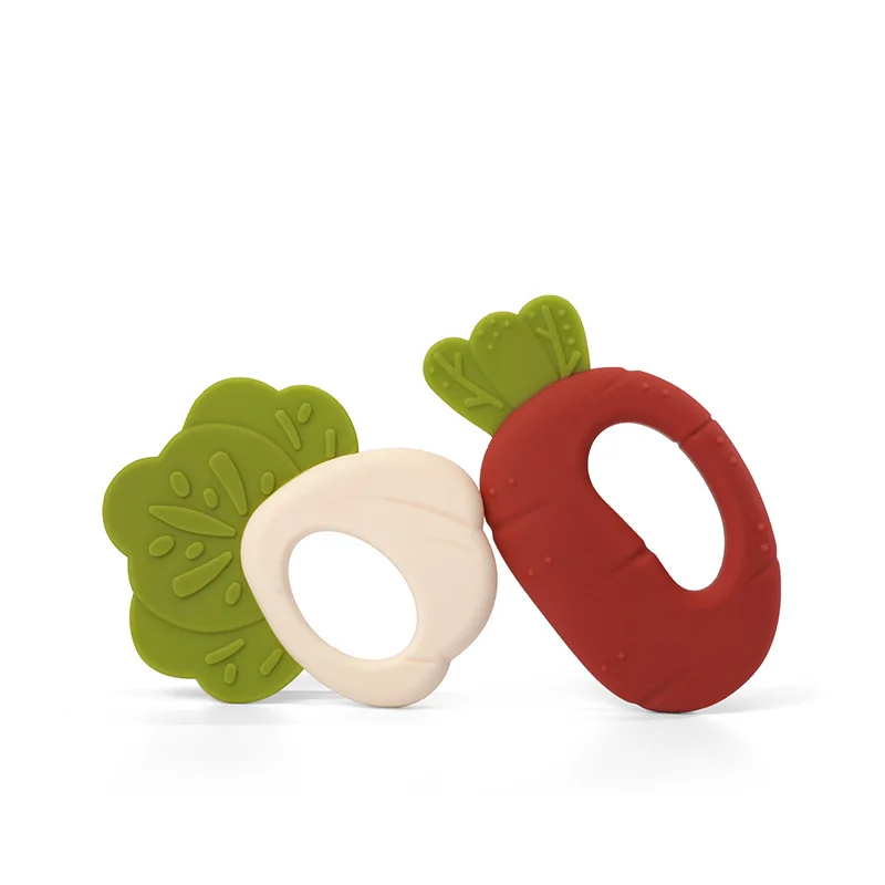 Soft silicone Vegetables teether Cauliflower and Carrot Teether for baby Chew Charms Kids Teething Gift Toddler Toys