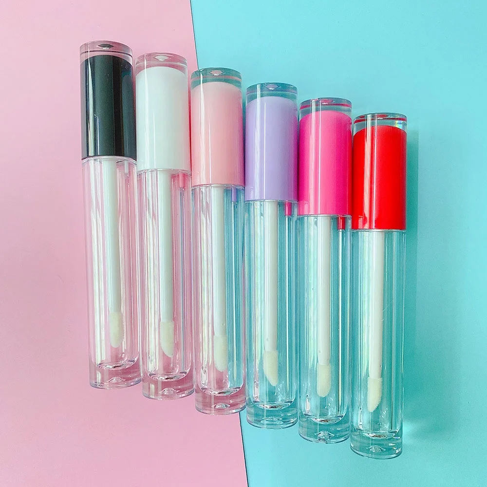 P-Lan Brand Stock 100pcs Empty Red Purple Black White Pink Lip Gloss Container 5ml Custom Logo Lip Gloss Tubes