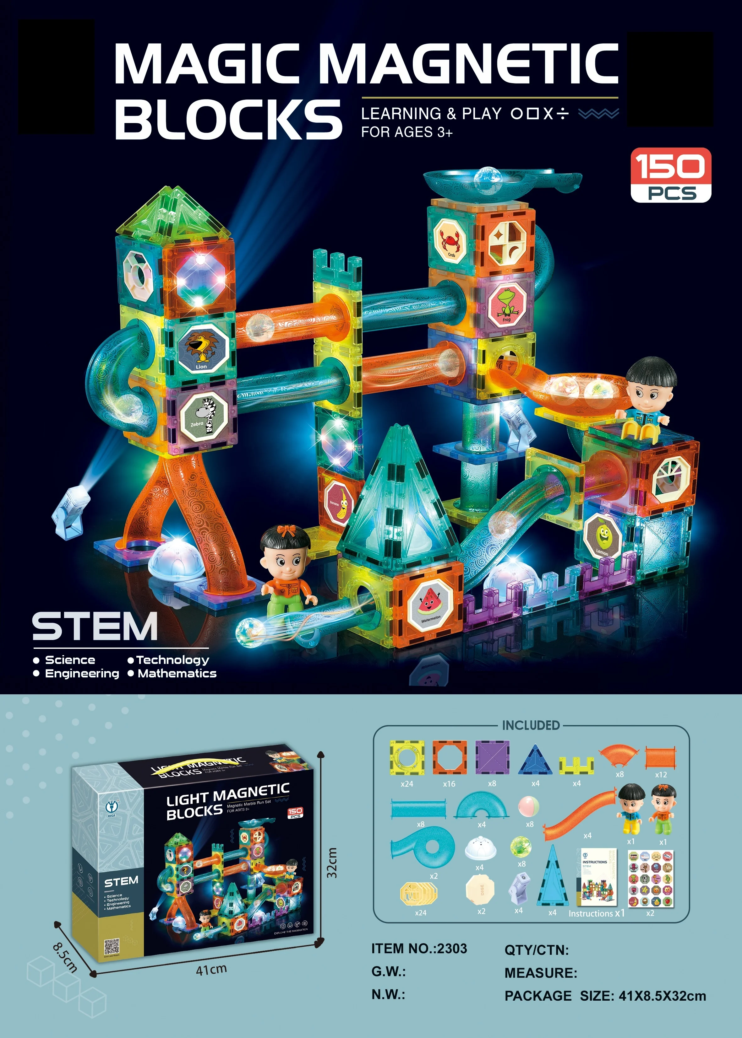 Toy building DIY construction magnet building blocks toys set 3D educational toy magnetic