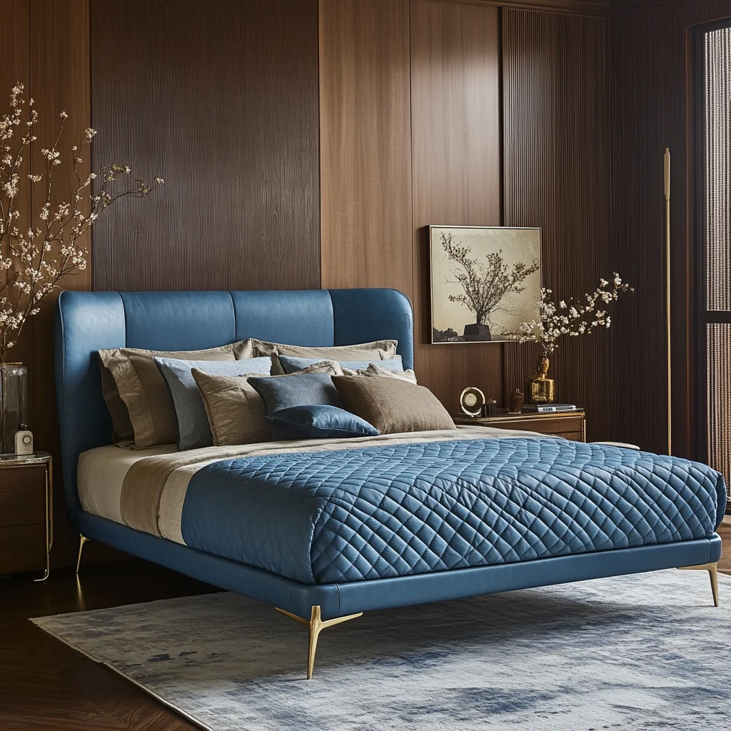 Leather Upholstered Bed King Size Bed Frame Hotel Bedroom Royal Furnitures Portable Adult Floor White Double Bed