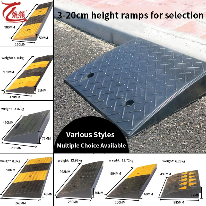 Easy Installation Black Flexible Street Rubber Vehicle Kerb Curb Ramp