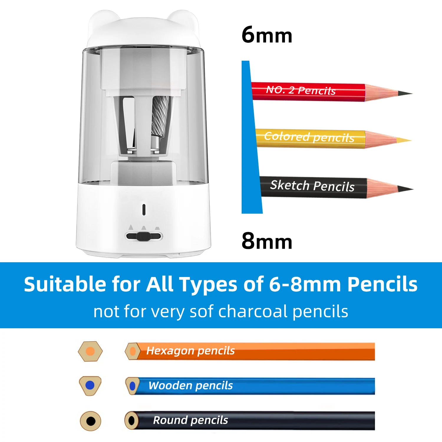 Zongmao rechargeable Fully automatic electric pencil sharpener automatic stop electric pencil sharpener for office home school
