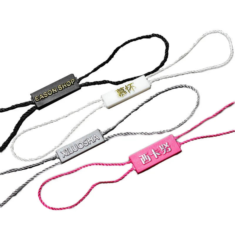 
Custom Brand Garment Hang String Plastic Hangtag Rope Seal String Hang Tag for Clothing 