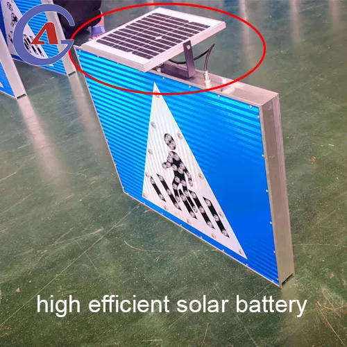 led flashing road sign one way street at left turn arrow blue white traffic sign