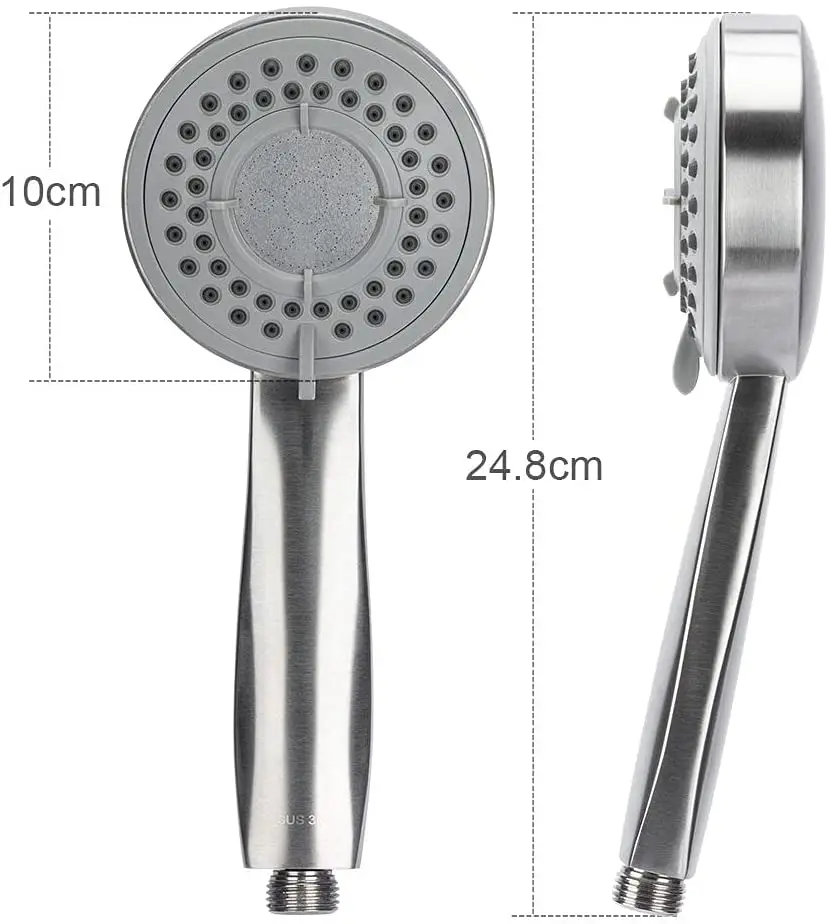 
Multifunctional 3 Settings Stainless Steel Hand Held Shower Head Water Saving Massage SUS304 Shower Head 