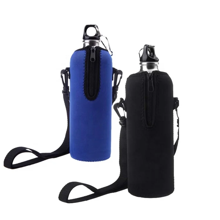 thermal aluminum hiking neoprene water bottle cover strap shoulder holder bag