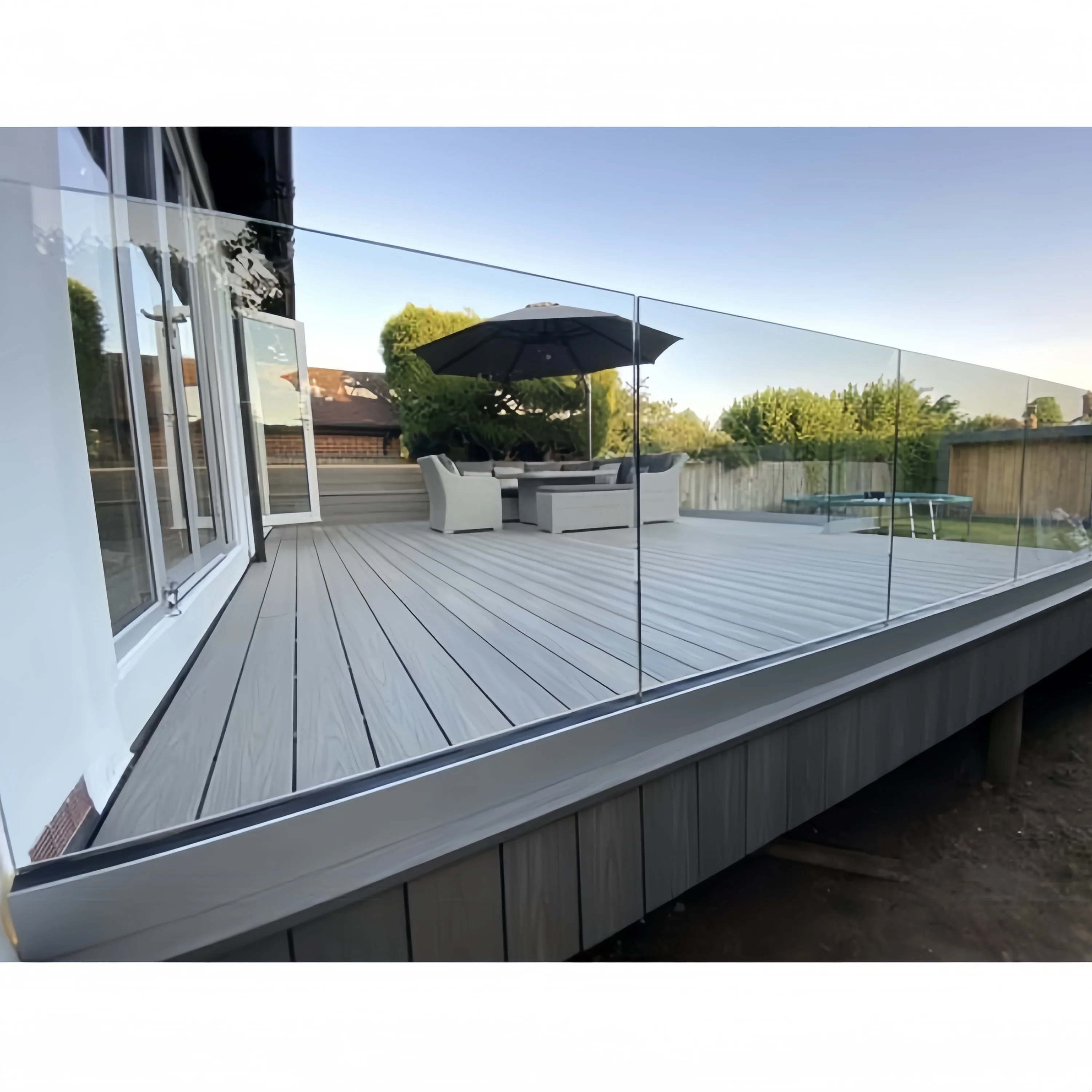 Customized Tempered glass balcony Balustrade with frame pool balcony staircase tempered glass balustrade railing fence for sale