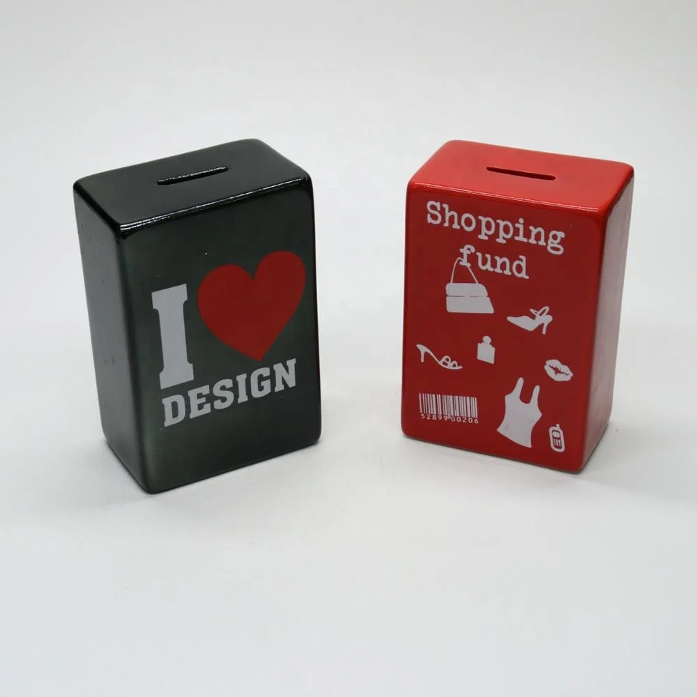 cube cuboid customized gift colored ceramic piggy money bank