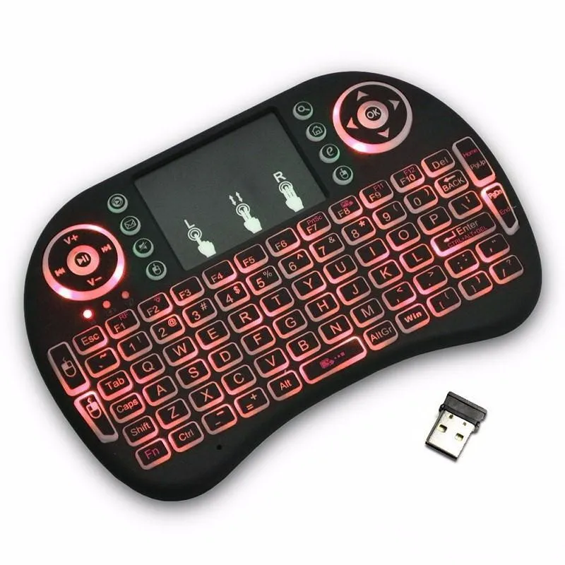 Hot Sale i8 Mini Wireless Keyboard English Spanish French 3 Colour Air Mouse with Touchpad Remote Control Android TV Box
