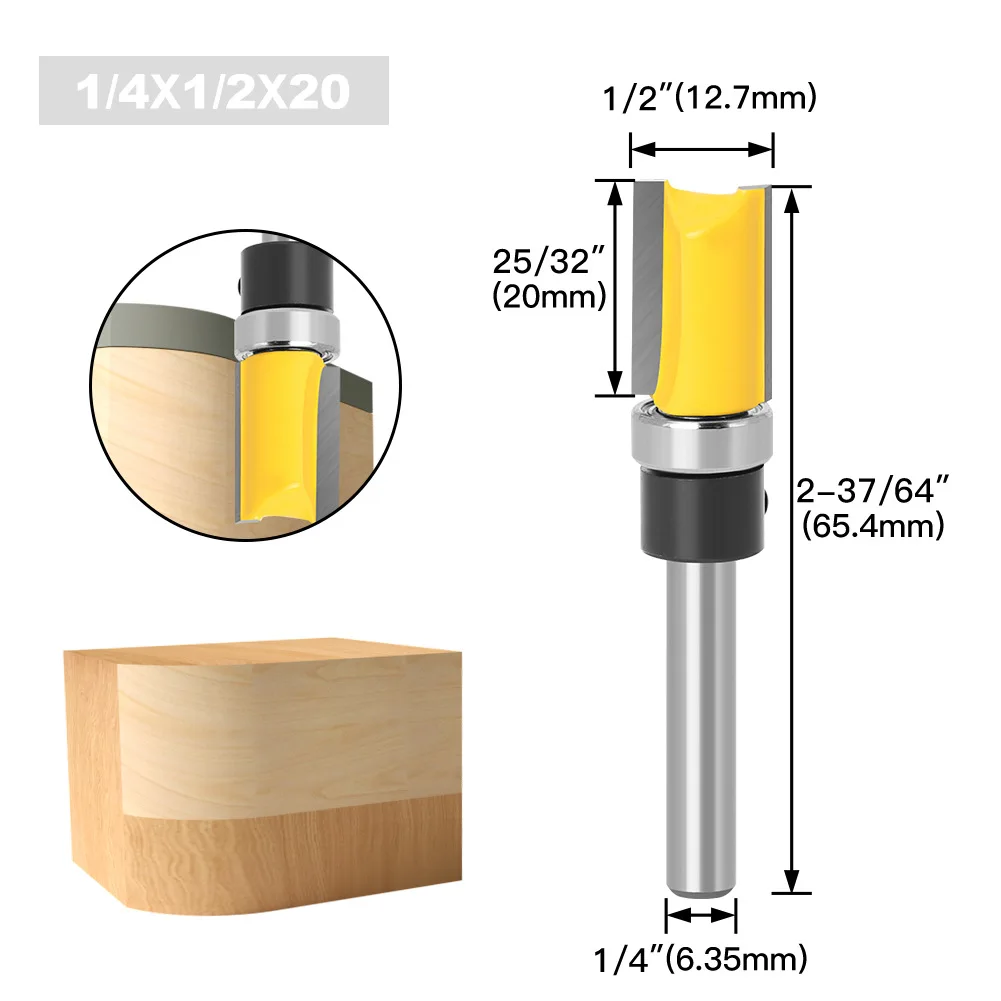 ALPHA 4 PCS Set Carpentry Tools 1/4 Inch Shank  Cutter Router Bit Trimming Wood Tools Set For Woodworking