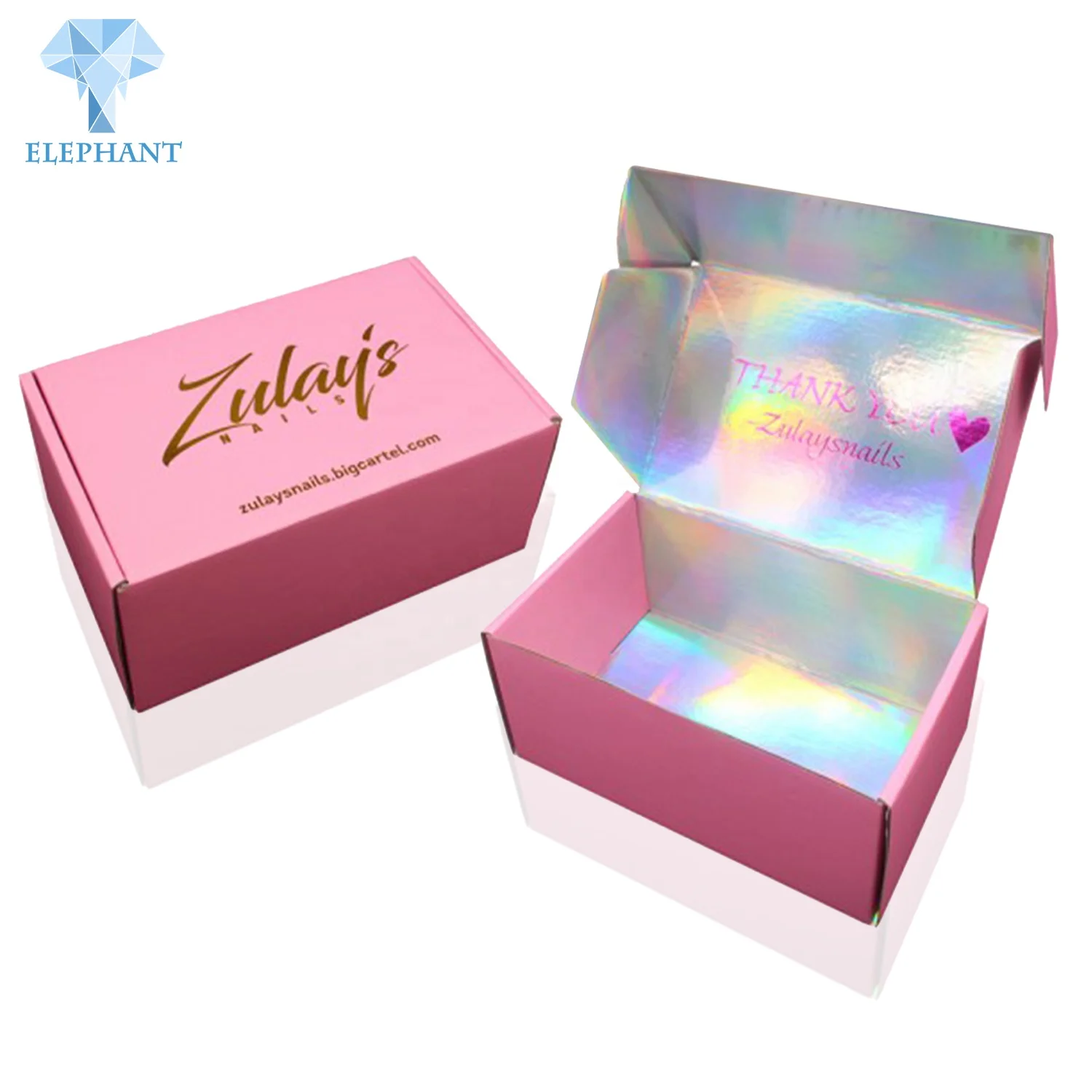 Custom Hot Pink Holographic Shiny Luxury Hair Wig Boxes With Logo Packaging Wig Box