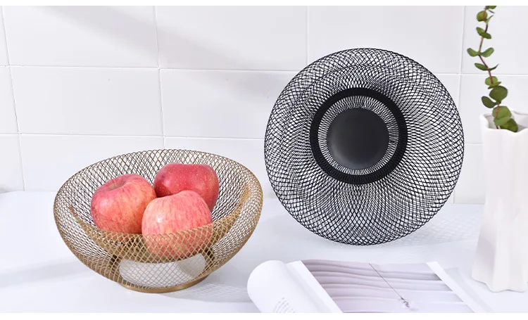 
Nordic creative style double-layer iron fruit basket modern living room household fruit plate dried fruit candy receiving basket 