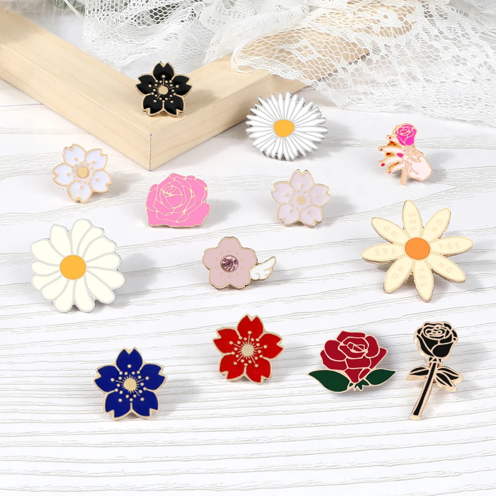 Customize Brooch Badge Girls Women Beautiful Rose Enamel Lapel Pins