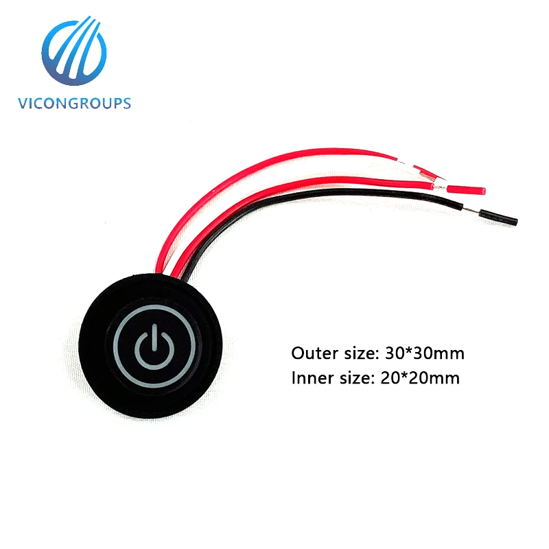 Illuminated push button switch with cable Illuminated symbol customized with cable