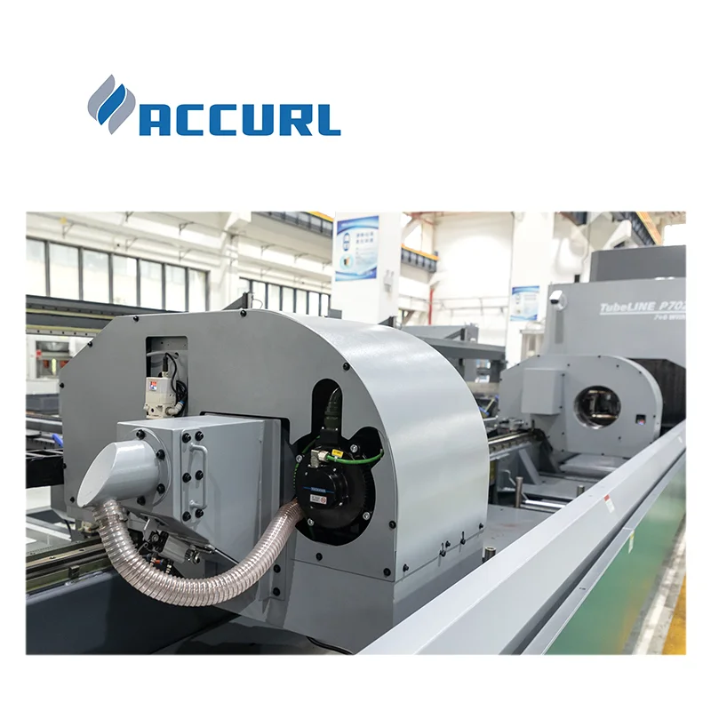 ACCURL Fiber laser tube cutting machine 10-360mm diameter chuck metal pipe cutter machine with 3kw fiber laser source model