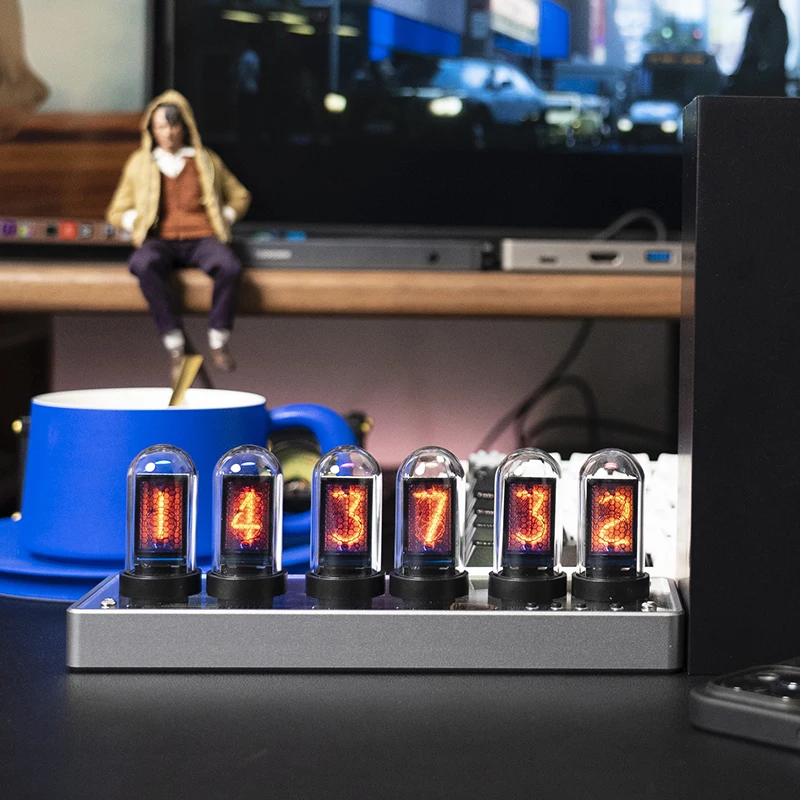 Творческий электронные часы DIY газоразрядный индикатор моделирования IPS дисплей цифровые 6-значный цифровой RGB подсветкой Клавиатура настольного декора