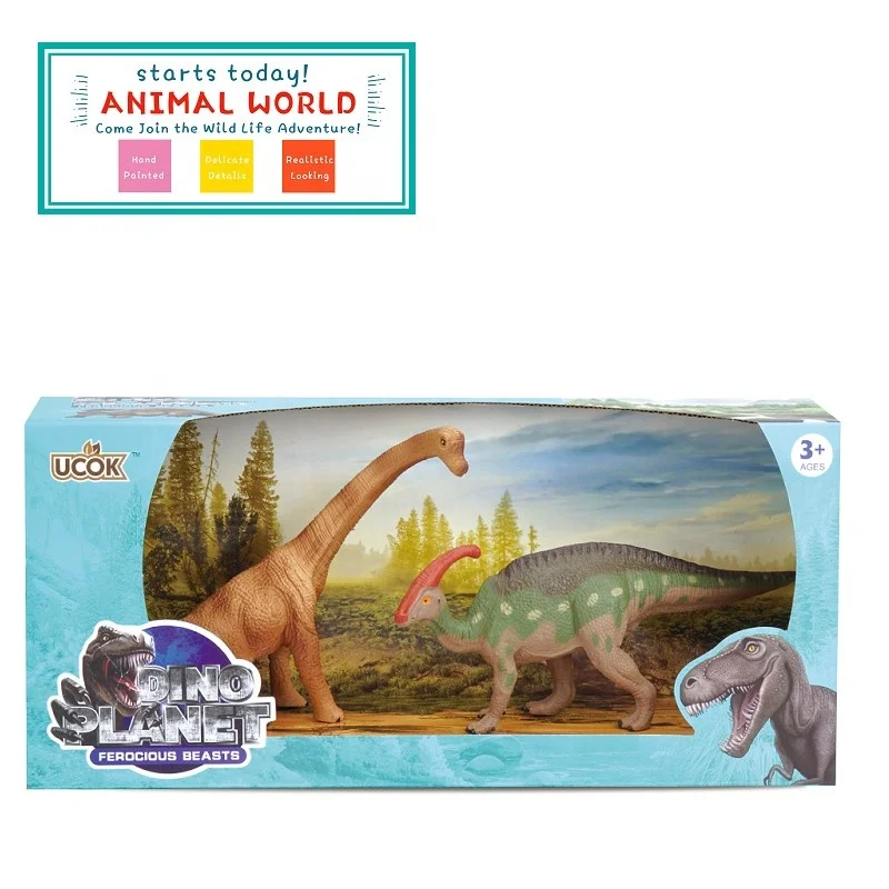 Plastic Toy Dinosaur 2-piece Educational Playset for Kids Ages 3-8, Jurassic World Miniatur
