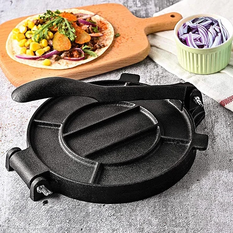25cm mexican homemade corn pre-seasoned cast iron roti taco tortilla press 10 inch