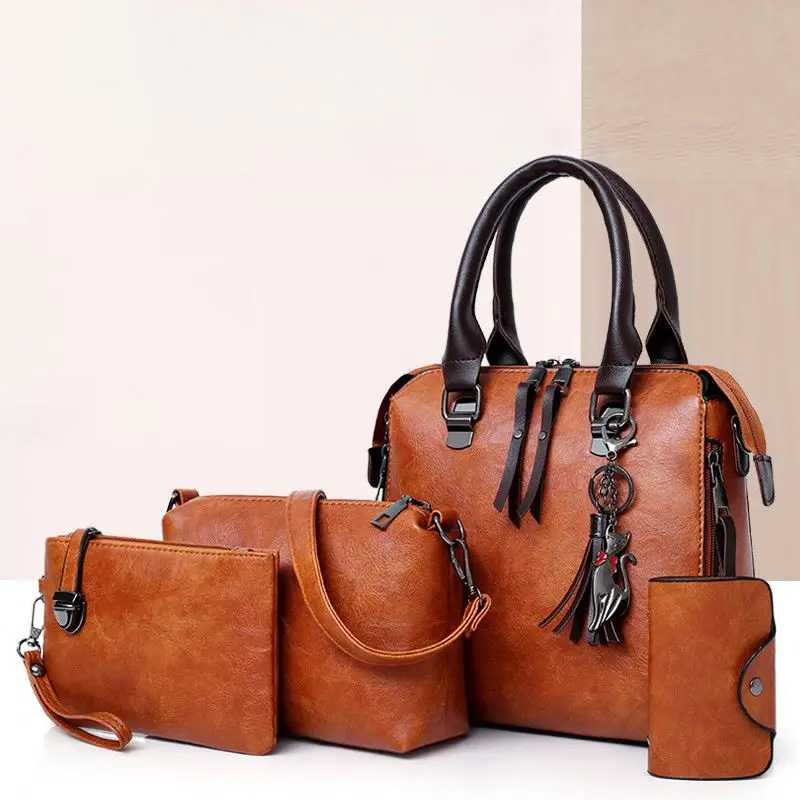 Hot Selling Luxury Women Bag Handbags Pu Leather Handbag Lady 4 Pieces One Set Shoulder Bags Designer Tote Bag