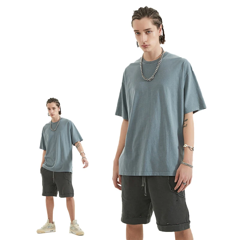 Custom design t shirt clothing 220g plain street simple heavy 100% cotton t shirt unisex