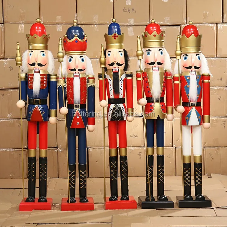 120cm 4ft giant nutcracker Christmas wood crafts props figurines life size nutcracker soldier for outdoor Christmas decoration