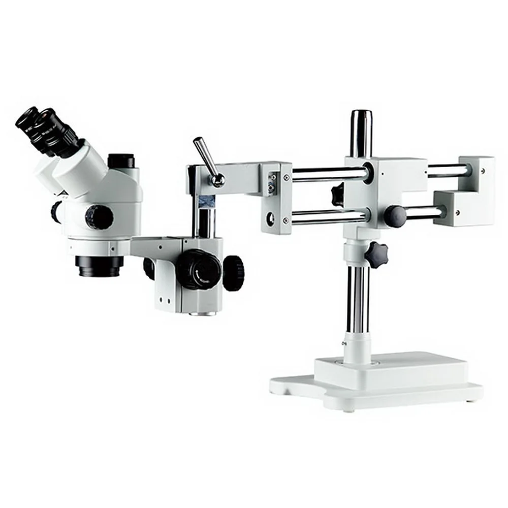 Factory Supply 7X-45X Boom Stand Parfocal Trinocular Optical Zoom Stereo Microscope