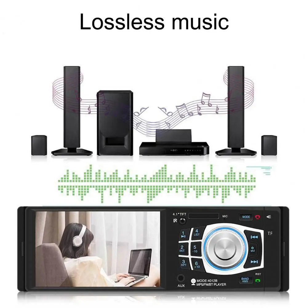 4012B 18.8cmx5.8cmx6.5cm Car MP5 Player Blue-tooth Durable 4.1 Inch Auto HD Display FM Radio