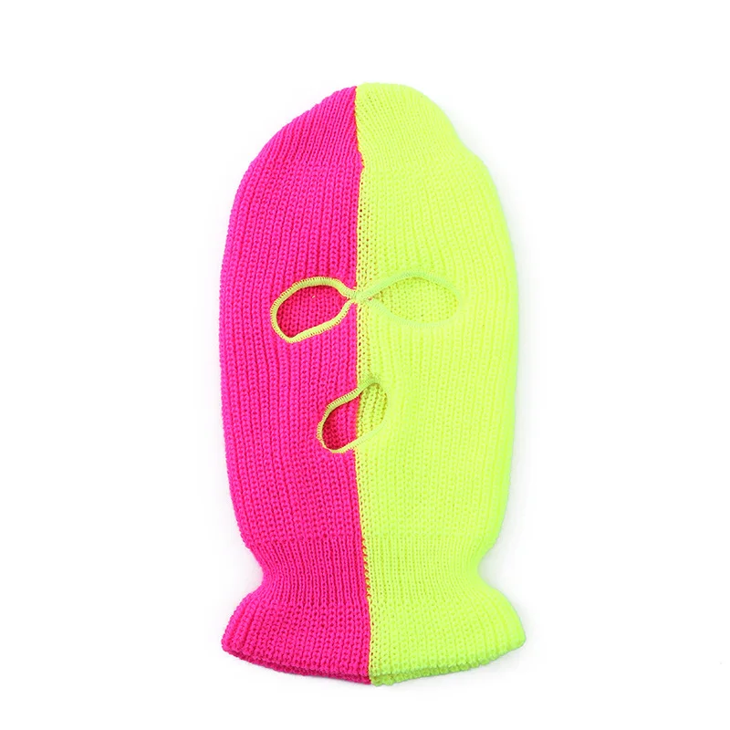 High qualtity Wholesale Custom logo face mask Full Face Cover Ski Mask Three hole dual color knitted balaclava