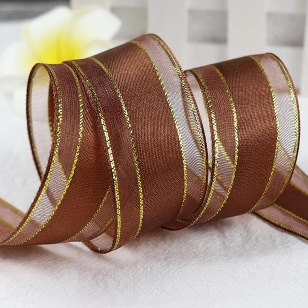 Factory Wholesale Satin Ribbon Metallic Trim Satin Organza Edge Ribbon For Wedding Gift Wrapping