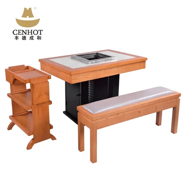 Commercial Restaurant Korean BBQ Grill Smokeless Shabu Shabu Hot Pot Tables and chairs table sets