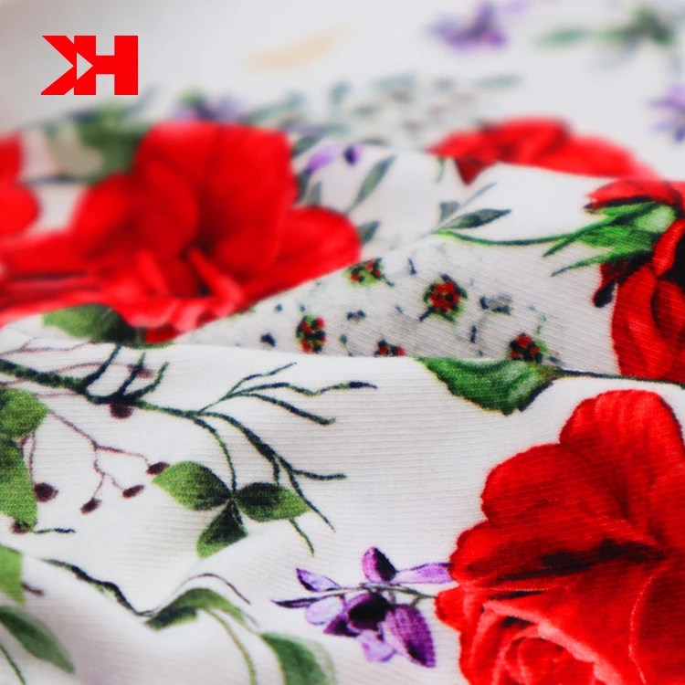2021 New Arrival 220GSM 155cm 95% cotton 5% spandex floral printed lycra fabric for garment