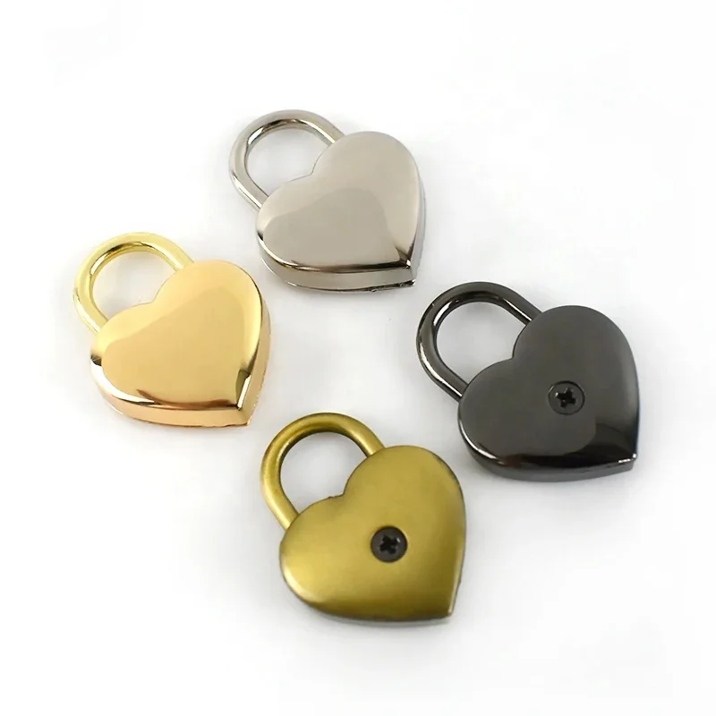 Deepeel AL529=BF946 34*25mm Luggage Hardware Accessories Electroplated Metal Decorative Padlock Heart Shape Keyless Spring Lock