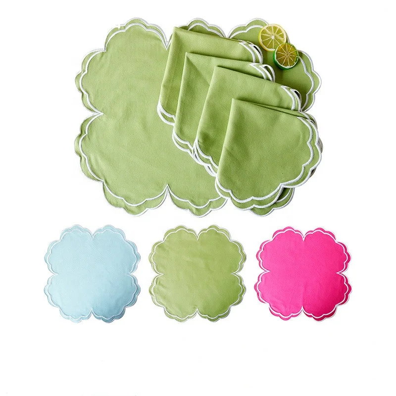 Custom Embroidered Linen Napkins Handmade Dinner Table Decor Cotton Fabric Home Use Gifts